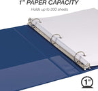 Samsill Durable 1 Inch Binder, Made in The USA, Round Ring Customizable Clear View Binder, Blue, 4 Pack (MP48432)