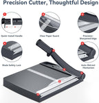 12 Inch Heavy Duty Paper Cutter, Guillotine Paper Cutter & Paper Trimmer, 12-16 Sheets Capacity Paper Cutting Board for Classroom, Crafting, Cardstock Gray