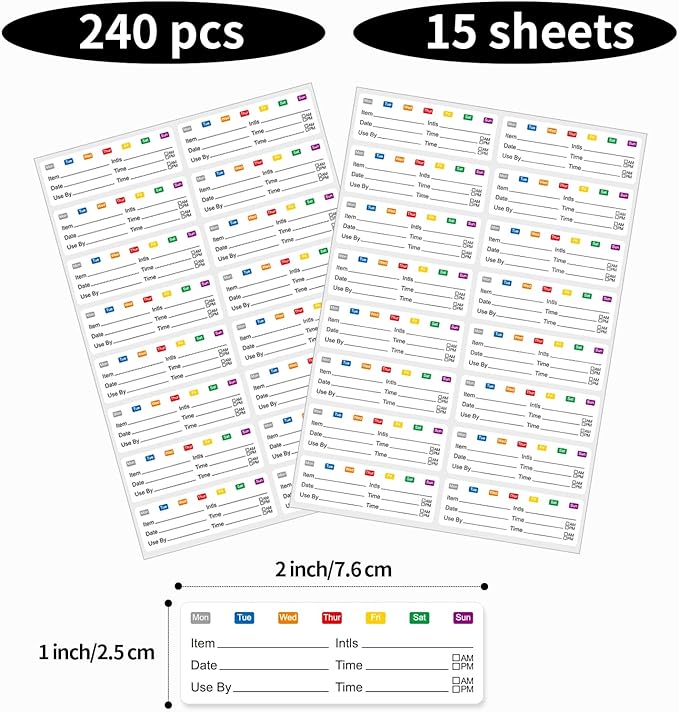 STARLIBOO Removable Freezer Labels Stickers, Blank Freezer Labels for Food Containers, 1x3 Inch Waterproof Labels (Multicolor, 240 Labels)