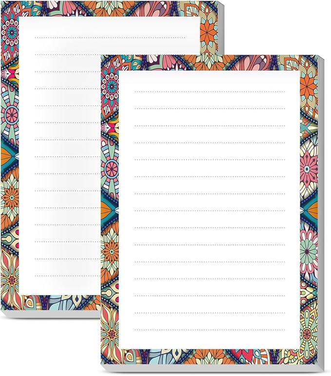 SXboxing Sticky Notes 4X6 Inches, 2 Pack Large Cute Self-Stick Pads, Bright Funny Memo Pads Easy to Stick for Home, Office Luxury Mandala