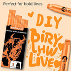 BIGTHUMB 3 Pcs Orange Jumbo Permanent Markers: 15mm Wide Tip Thick Acrylic Paint Pen Large Calligraphy Marker for Rock Painting, Poster, Sign, Canvas, Glass, Wood, Ceramic