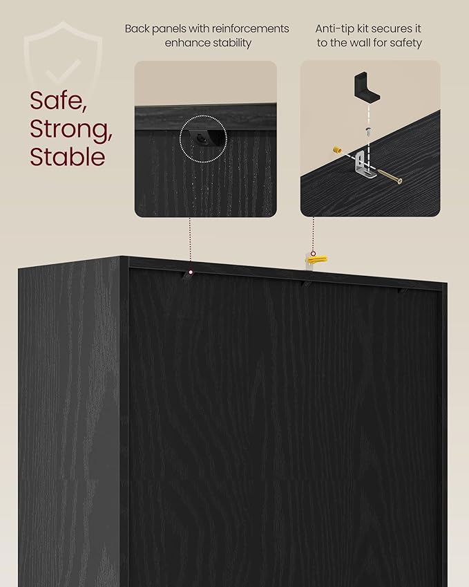 VASAGLE Custos Collection - Bookshelf, Bookcase, Cube Shelf with 8 Compartments, 9.4 x 25.8 x 51 Inches, Storage Shelf, for Living Room, Home Office, Dining Room, Ebony Black ULBC424B01