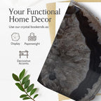 Nature's Decorations A Quality Black Agate Geode Bookends - Heavy Duty with Non-Skid Rubber Bumpers for Shelves, Office, Home Decor - Cool Crystal Stone (1 Pair 2-3 LB)