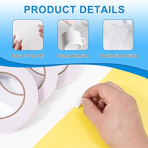 GUOKOFF Double Sided Tape 1/2 Inch x 40 Yards - 4 Rolls, Strong Adhesive Double Sided Sticky Tape, Two Sided Tapes, Multipurpose Tape for Arts, DIY, Crafts, Scrapbooking