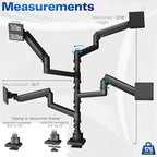 VIVO Pneumatic Arm Quad Ultrawide Monitor Extra Tall Desk Mount for Up to 49 inch Screens Individual Arm Capacity, Max 38 inch Screens for 4 Ultra Wides Up to 44 lbs, Black, STAND-V400D