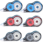 WISOPTUS 39.37ft Correction Tape with Dispenser, 6-Count Pack, Fast, Clean, Opaque and Easy-to-Use Tear-Resistant Correction Tape Bulk Office School Supplies, Blue, Red, Gray