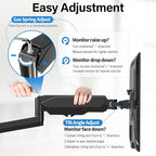 MOUNTUP Dual Monitor and Laptop Mount, Adjustable Monitor Stand for 2 Max 27" Computer Screens, Laptop Tray Fits 10-17inch Notebook, Holds 4.4-17.6lbs Per Arm, 3-in-1 Adjustable Monitor Desk Mount