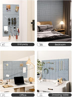 Fluxynara Felt Bulletin Board Tiles -28"x18" with 40 Adhesive Tabs, Cork Board Alternative for Office Decor, Push Pin Board Wall Organizer 6-Pack (Blue Gray)