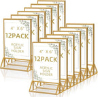 PPH-Sisy Acrylic Sign Holder 4 x 6 Double Sided Acrylic Frames Display Stand Clear Table Flyer Holder，Plastic Paper Holder for Home Office Shop