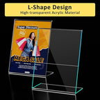 12 Pack Acrylic Sign Holder, Clear 8.5 x 11 Inch Slant Back Vertical Sign Holder, Tabletop Plastic Paper Picture Frame Flyer Document Holder Display Stand for Home, Office, Restaurants, and Stores