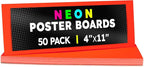 Hygloss Small Poster Board 4x11 - 50 Neon Red-Orange Single Color Poster Boards Bulk Pack - 10 Pt. Thickness Colored Poster Board Paper for Project, Flash Cards, Signs - Posterboard Multipack 4" x 11"