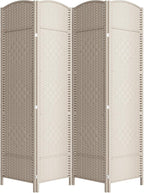 Cocosica 4 Panel Room Divider,6Ft Folding Privacy Screen,Tall - Extra Wide Foldable Panel Partition Wall Divider with Diamond Double-Weaved Hand-Woven Design Room Screen Divider