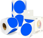 3 Inch Round Colored Dot Stickers, 2000 PCS, 4 Rolls in Dispenser Box - Blue Circle Color Coding Labels Dot Labels for Office, Home, Inventory Organizing