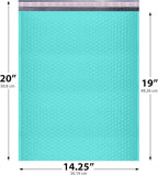 Teal Extra Large Poly Bubble Mailers 14.25x20 inch #7 | Self Seal Large Padded Envelopes | Air Cushioned Bubble Mailer | Usable Size 14.25x19 Lightweight Mailing Shipping Bags| 50 Pack Bulk