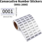 1-2000 Consecutive Number Inventory Stickers Self Adhesive Waterproof Labels Office Warehouse Numbering Classification Black Printing on Silver Sticker 0.79 x 0.38 Inch