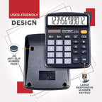 CATIGA Desktop Calculator (2 Pack) 12 Digit with Large LCD Display and Sensitive Button, Solar and Battery Dual Power, Standard Function for Office, Home, School, CD-2786 (Black/Silver)