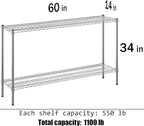 Regal Altair 14" Deep x 60" Wide x 34" Height Wire Shelving Kit | 2-Tier | NSF Commercial Storage Rack Unit