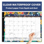 DIBAOLU 2026 Desk Calendar Large 22"x 17",Large Desk Calendar 2025-2027,18 Month,Use Now to February 2027,Suitable For Home, School Or Office,With Plastic Cover,Monthly Planning Calendar(flower)