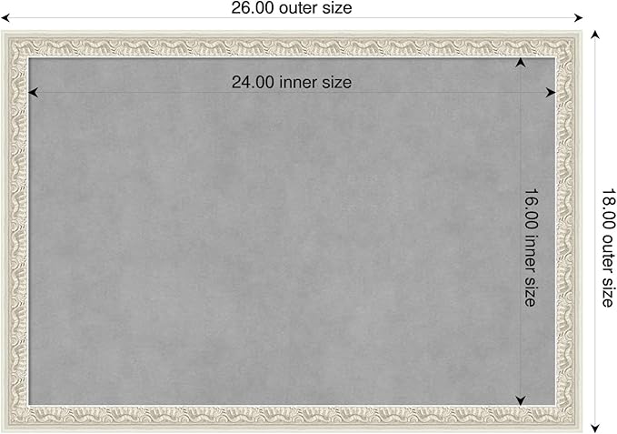Amanti Art Silver Framed Magnetic Board 18x26 Medium Vision Board for use with Magnets, 100% Metal Sheet to Display Items as Office Decor or for Home Organization in mudroom, Kitchen or Kids Room