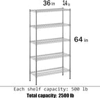 Regal Altair 14" Deep x 36" Wide x 64" Height Wire Shelving Kit | 5-Tier | NSF Commercial Storage Rack Unit