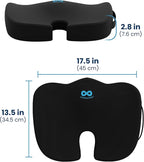 Everlasting Comfort Doctor Recommended Memory Foam Seat Cushion for Office Chairs & Car - Ergonomic Office Desk Accessories - Cushions for Tailbone Pain Relief, Sciatica (Black Cooling, Large)