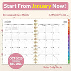 SUNEE 2026 Weekly and Monthly Planner - from January 2026 - December 2026, Daily Agenda Planner with Monthly Tab, Flexible Cover, Note Pages, Pockets, Bookmark, Spiral Binding, Wildflowers, 8.5"x11"