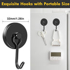 MIKEDE Strong Magnetic Hooks, 120LB Swivel Magnetic Hooks Cruise, Black Neodymium Magnet Hooks Heavy Duty for Hanging, Grill, Cruise Cabins, Refrigerator, Grill, Kitchen, Locker - Pack of 12