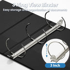 SUNEE 3 Ring Binder 3 Inch 1 Pack, Clear View Binder Three Ring PVC-Free (Fit 8.5x11 Inches) for School or Office Supplies, Black