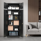 TaskStorz Storage Cabinet, 87 Inch Tall Metal Storage Cabinet with Doors and Shelves,Heavy Duty Metal Cabinet, Pantry Cabinets for Kitchen Storage, Garage Cabinet for Living, Dining Room.
