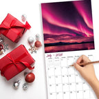 2026 Wall Calendar, Aurora Wall calendar 2026, 12" x 24" Opened, Thick Glossy Paper, Home and Office Organizer