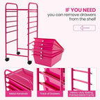 Giantex 6 Storage Drawer Cart Rolling Organizer Cart for Tools Scrapbook Paper Home Office School Multipurpose Mobile Utility Cart (Macaron)