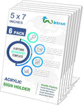 Wbtran Slanted Back Acrylic Sign Holder 5 x 7, Clear Tabletop Sign Holder, Acrylic Stands for Display 5 x 7, Plastic Paper Sign Holder for Office, Home, Restaurant (6 Pack)