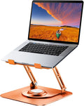 JOYEKY Laptop Stand for Desk, Adjustable Computer Stand with 360° Rotating Base, Ergonomic Laptop Riser for Collaborative Work, Foldable & Portable Laptop Stand, fits for All 10-16" Laptops (Orange)