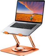 JOYEKY Laptop Stand for Desk, Adjustable Computer Stand with 360° Rotating Base, Ergonomic Laptop Riser for Collaborative Work, Foldable & Portable Laptop Stand, fits for All 10-16" Laptops (Orange)