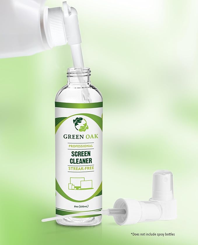Green Oak Screen Cleaner Refill Professional Screen Cleaner Spray - Best for LCD & LED TV, Tablet, Computer Monitor, Phone - Safely Cleans Fingerprints, Dust, Oil (1 Gallon)