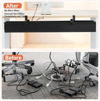 MAXECHO Under Desk Cable Management Tray 48" - Clamp on Wire and Cable Organizer for Storage and to Hide Cords - Ideal for Home Office - Premium Black Fabric Design