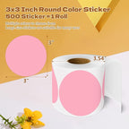 3 Inch Round Color Coding Labels (500 per Roll) - Colored Dot Stickers Round Labels for Inventory, Warehouse, Office Organizing - Pink Circle Stickers