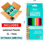 Darice Colored Pencils Bulk, 24 Packs (288 Count) 12 Colors, Pre-Sharpened Kid Coloring Book Pencils Set, Arts & Crafts Back to School Supplies for Kids