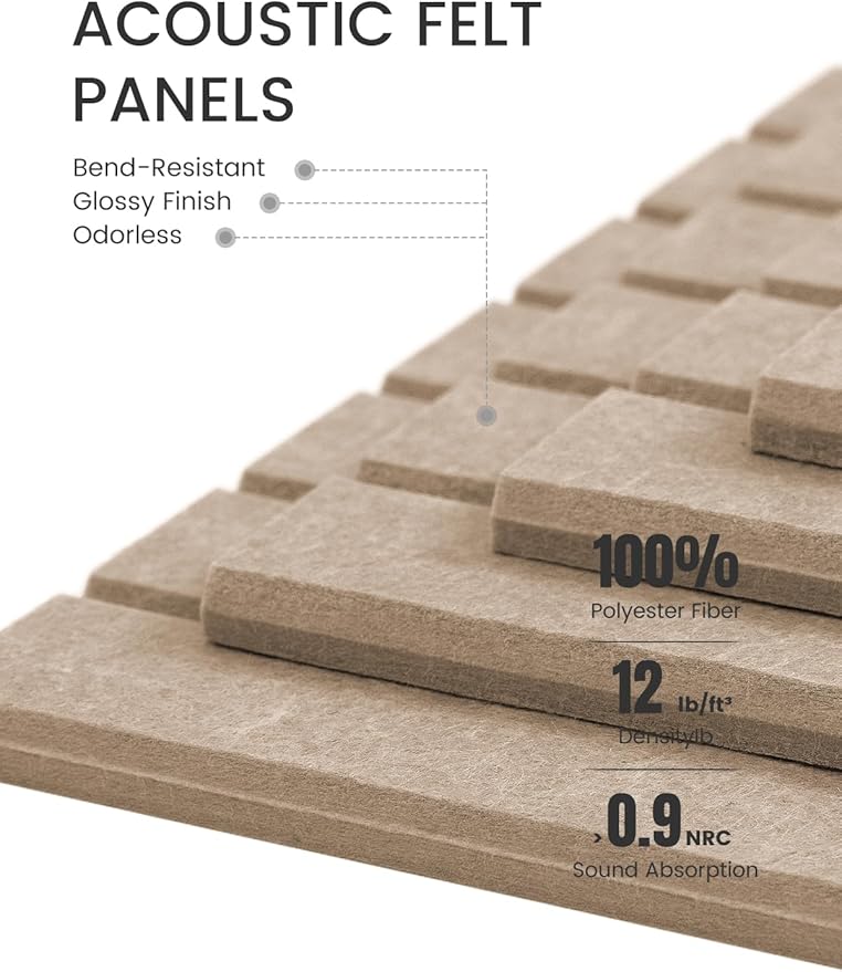 Large Felt Bulletin Board 36"x24" Cork Board Alternative - 6 Pack with 40 Safe Removable Adhesive Tabs, Cork Boards for Walls for Home Office Classroom Pin Board-Taupe