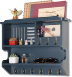 Mutsault Key Holder for Wall, Mail and Key Holder for Home Decor, Key and Mail Holder for Wall with Key Hooks, Gray