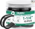 OURU 15pcs 1-1/4 Inch Stainless Steel Cable Clamps,Rubber Coated Cushioned Insulated Cable Clamp,Automotive Cable Wire Clamps,Pipe Clamps,Metal Clamp for Tube,Lines,Wire Cord Installation(Black,32mm)