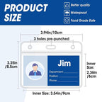 100 Pcs Horizontal Badge Holders, Extra Thick ID Card Name Tag Badge Holder with Resealable Zip, Waterproof ID Badge Holder