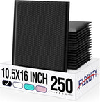 Fuxury 250 Pack Black Bubble Mailers 10.5x16 Inch, Self Seal Padded Envelopes Waterproof Mailing Envelopes Bubble Padded, Cushioning Padded Mailers, Bubble Bags for Packaging, Small Business Large #5
