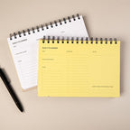 Undated Daily Planner Notebook – Spiral Bound A5 (5.75" x 8.5"), 60 Pages, Yellow Cover | Simple Organizer for Work, School & Personal Goals
