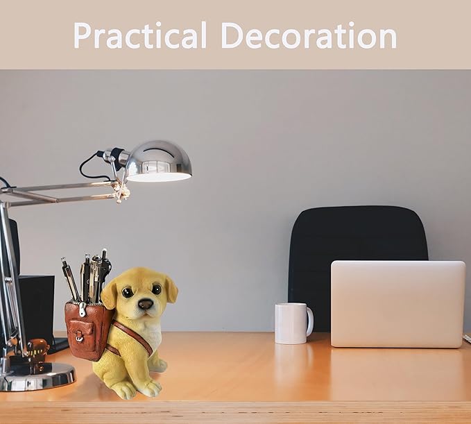 Dog Pen Holder for Desk Labrador Retriever Gifts for Men Women and Kids Unique Pen Pencil Holder Cup Funny Desktop Organizer for Home Office School Desk Decor (lemon-yellow)
