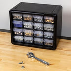 Akro-Mils 16-Drawer Plastic Storage Cabinet | 10-1/2 x 6-1/2 x 8-1/2 Inch | Black | Model 10116 | Garage Organization