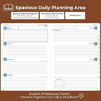 IN-LUXPRO Planner 2026 Daily Weekly and Monthly,11.5"x8.5",12 Months Spiral Bound Calendar Agenda with Self-adhesive Pen Holder,2026 Appointment Book with Vegan Leather Soft Cover,Brown