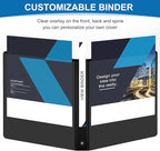 1 inch 3-Ring Binder, 1" Round Ring Binder with 2 Inside Pockets, Bulk Basic Binders, Clear View Cover 1-inch Binders Holds 8.5'' x 11''Paper for Office/Home/Back to School（Pack of 12, Black