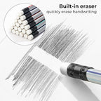 M&G Signal Series 24 Pack 2B Triangular Wood-Cased Pencils, Pre-Sharpened with Erasers, 3 Two-Tone Striped Colors Bulk Pencils for School Office Drawing Classroom Supplies