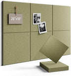 Fluxynara Felt Bulletin Board Tiles -28"x18" Cork Board Alternative for Office Decor, Push Pin Board Wall Organizer 6-Pack -Olive Green